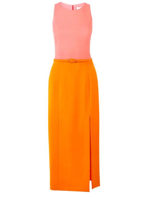 CAROLINA HERRERA Crewneck Belted Midi Dress