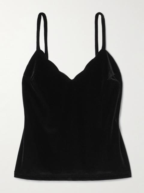 LORETTA CAPONI Pyrite Scalloped Velvet Camisole
