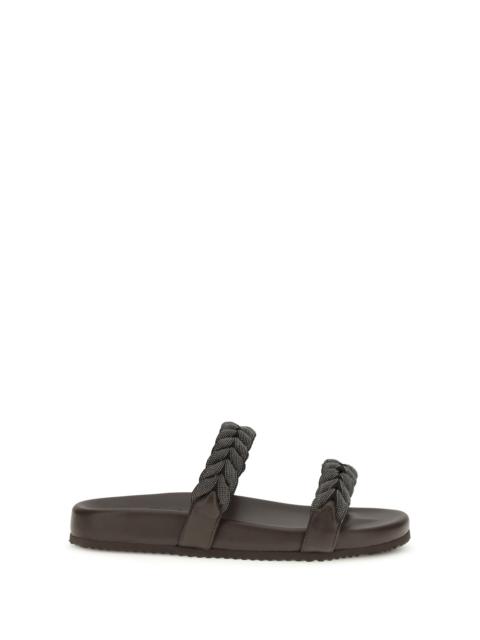 Brunello Cucinelli Brunello Cucinelli Women Leather Sandals With Precious Braided Straps