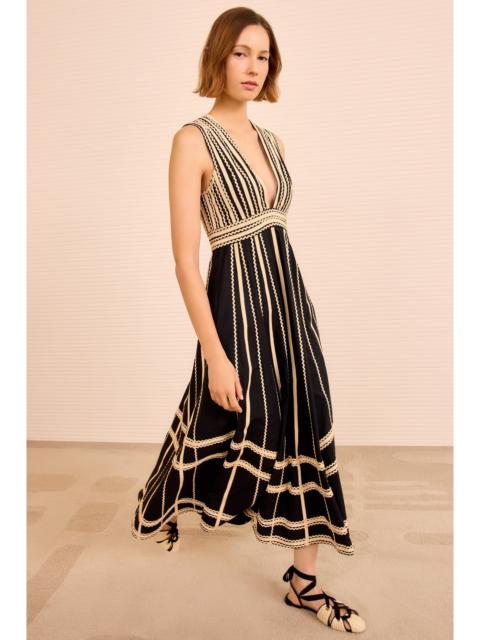 ULLA JOHNSON Palermo Deep V Midi Dress