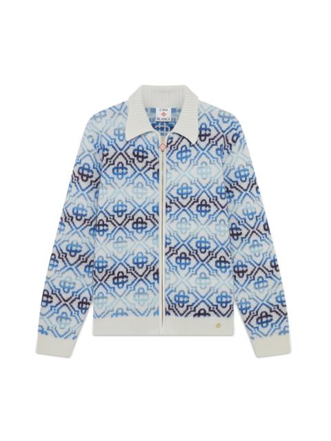 CASABLANCA Space Dye Monogram Long Sleeve Merino Cardigan