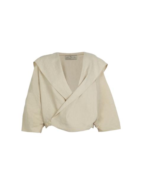 cortana Noa Linen-Blend Wrap Jacket neutral