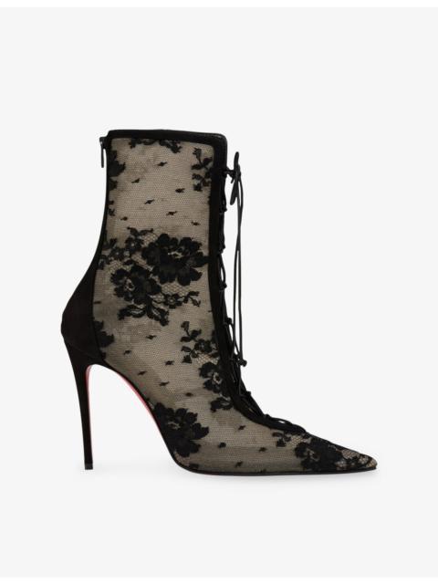 Christian Louboutin KM Lace Booty 100 Mesh Boots