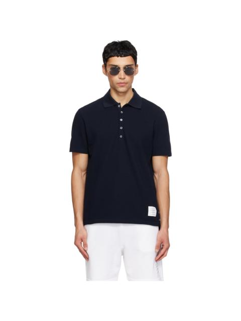 Thom Browne Navy Classic Pique Stripe Relaxed Polo