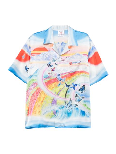 CASABLANCA Butterfly Mountain Cuban Collar Shirt
