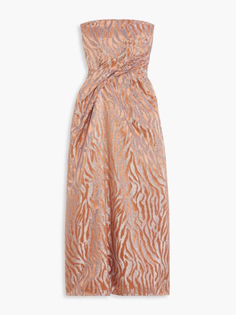 ULLA JOHNSON Raina strapless metallic satin-jacquard midi dress
