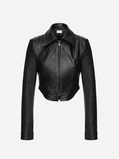 MAGDA BUTRYM Curved hem leather jacket in black