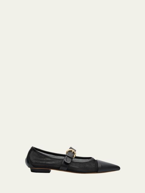 ULLA JOHNSON Kiki Mesh Mary Jane Ballerina Flats