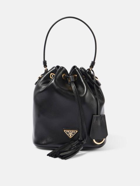 Small leather bucket bag