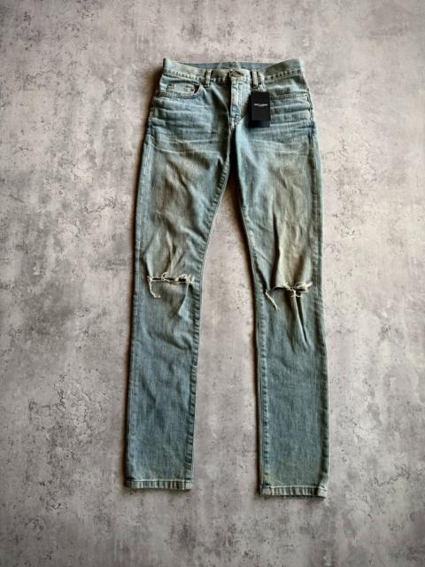 SAINT LAURENT Saint Laurent 15AW D02 Ice Blue Washed Distressed Jeans by Hedi Slimane