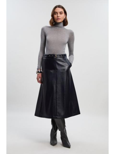 KAREN MILLEN Faux Leather Belted Full skirt