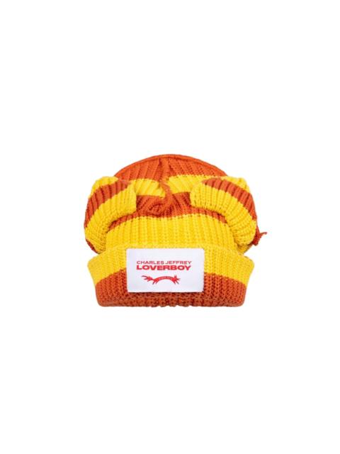 CHARLES JEFFREY LOVERBOY CHUNKY EARS BEANIE (YELLOW/ORANGE STRIPE)