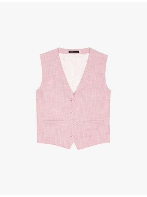 maje V-Neck Woven Waistcoat