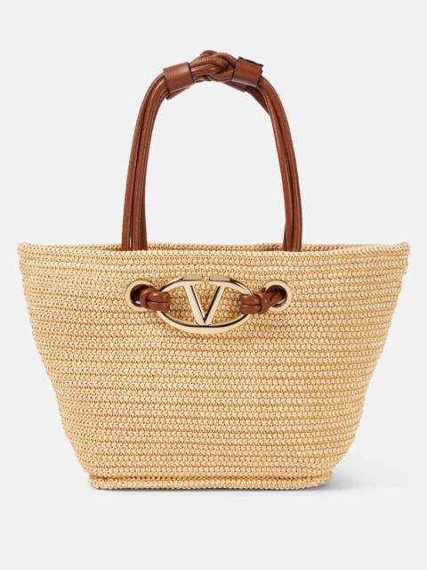 VLogo Small raffia tote bag