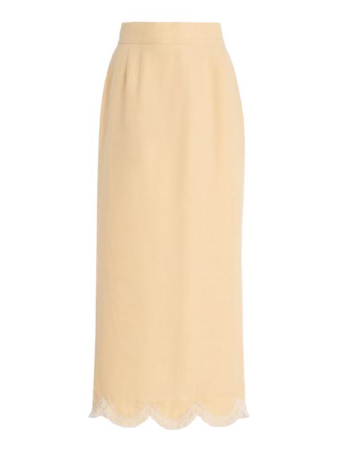 POSSE Essie Fringed Linen Column Skirt yellow