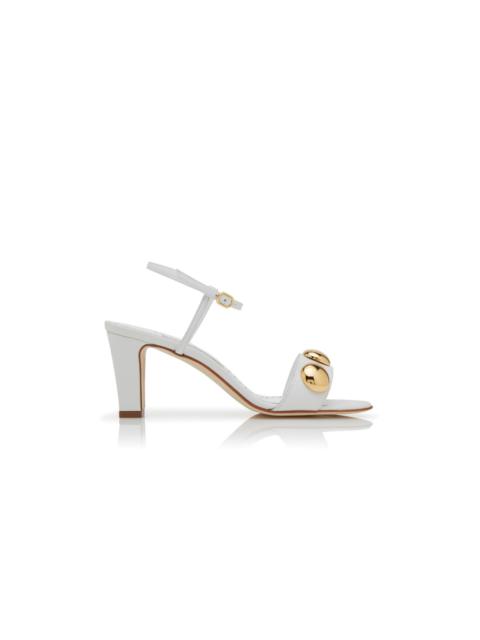 Manolo Blahnik Cream Calf Leather Ankle Strap Sandals