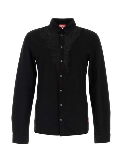 Diesel Diesel Men Black Stretch Cotton Blend S-Sun-Plain Shirt