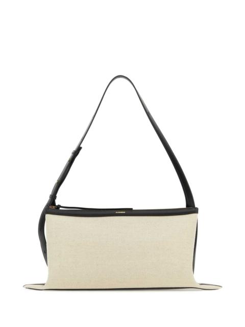 Jil Sander Jil Sander Women Two-Tone Canvas And Leather Medium Empire Shoulder Bag