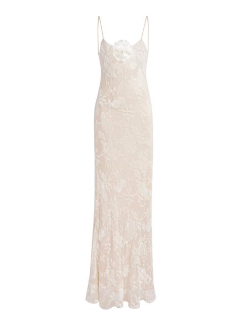 RODARTE Floral Silk-Devoré Slip Gown neutral