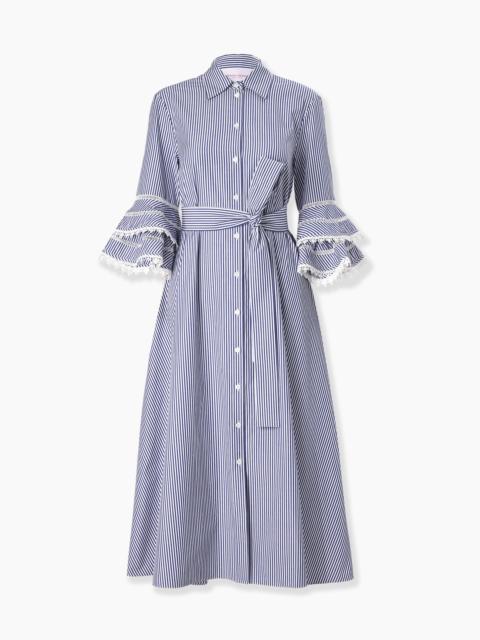 CAROLINA HERRERA Lace-Trim Striped Shirt Dress