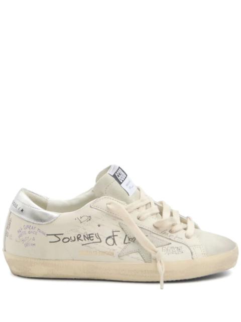 Golden Goose Golden Goose Women Super-Star Leather Sneakers With Sketches And Silver Heel Tab
