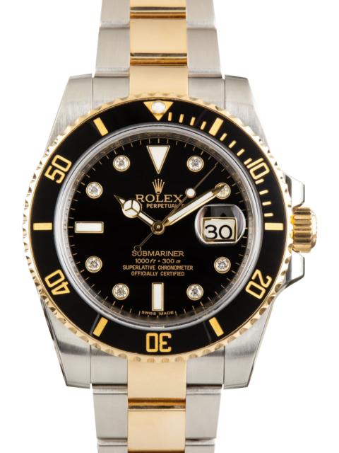 ROLEX Used Rolex Submariner Ref 116613LN Black Diamond Dial