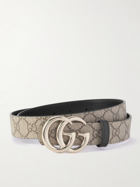 GUCCI Gg Marmont Leather-trimmed Printed Coated-canvas Belt
