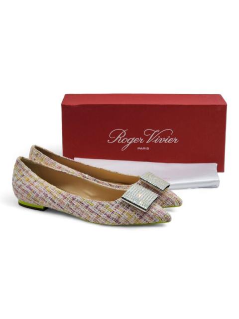 Roger Vivier Gommettine Ball Woven Ballet Flats in Purple White Lime $950