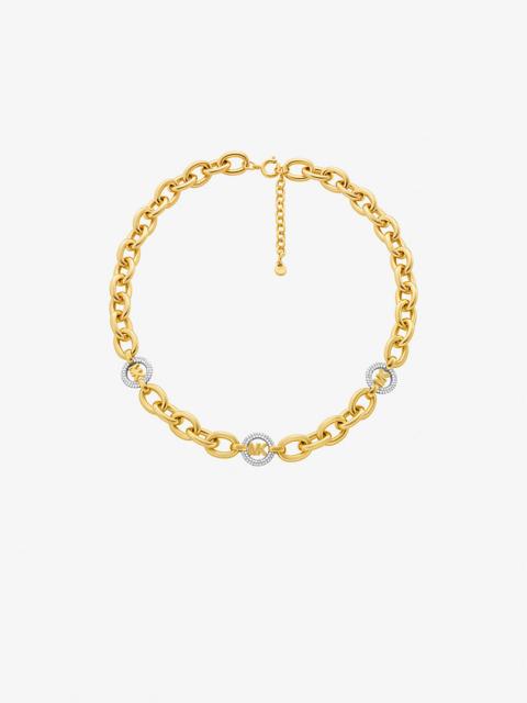 MICHAEL KORS Pavé MK Pop Charm Chain-Link Necklace