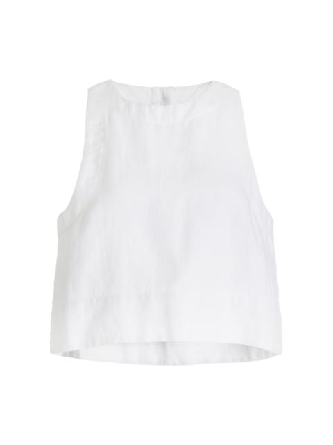 POSSE Exclusive Poppy Linen Cropped Top white