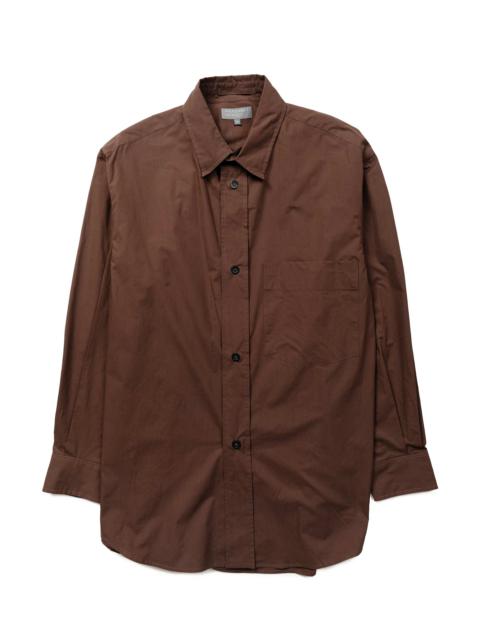 MARGARET HOWELL Oversized Dress Shirt Matt Cotton Poplin Teak