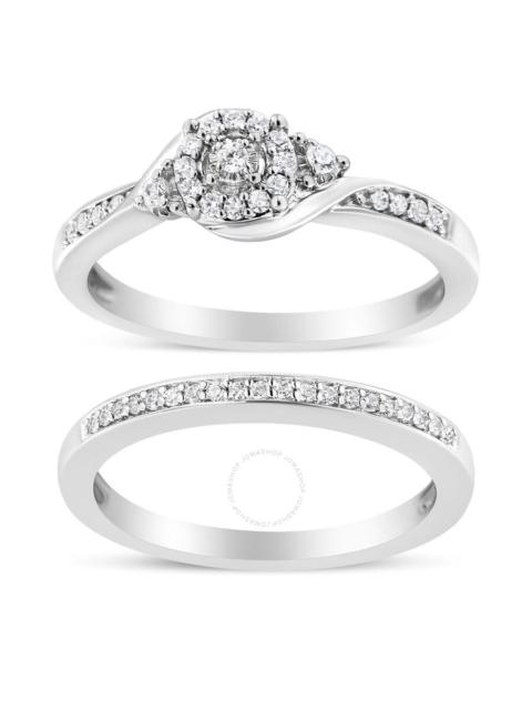Haus Of Brilliance - Haus of Brilliance .925 Sterling Silver 1/4 Cttw Diamond Halo and Swirl Engagement Ring and Wedding 