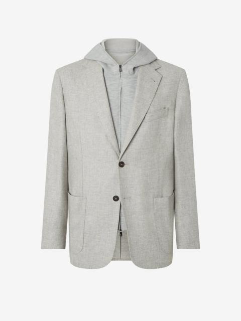 CORNELIANI Beige/grey wool and cashmere jacket with detachable vest