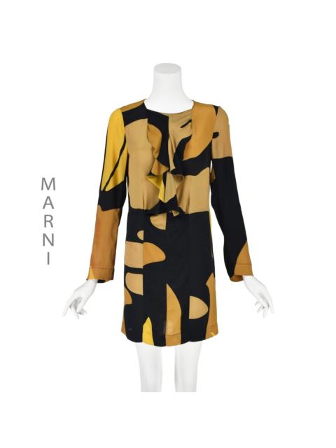 Marni Black & Butterscotch Silk Mini Dress
