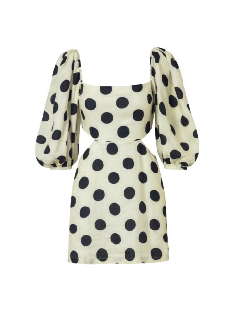 CALA de la CRUZ Guapi Pola-Dot Linen Mini Dress black/white