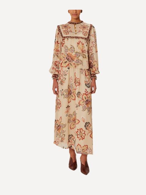 FARM RIO Sand Aura Floral Midi Skirt