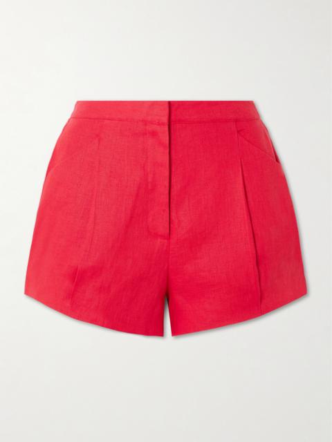 POSSE Rosalie Pintucked Linen Shorts