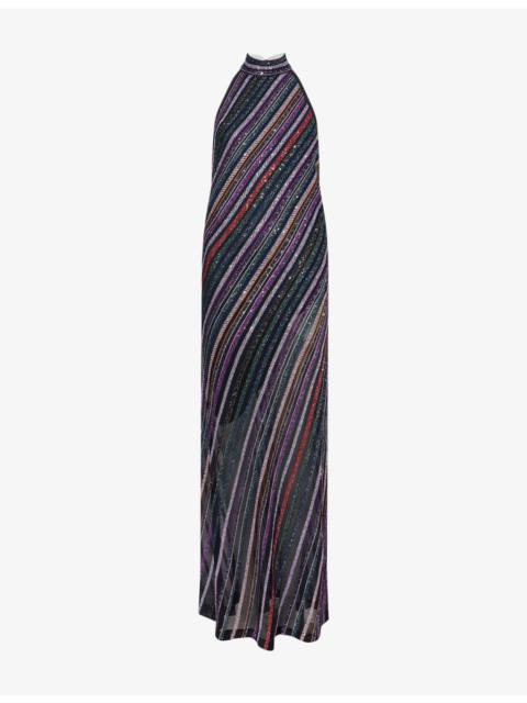 Missoni Striped Halterneck Knitted Maxi Dress