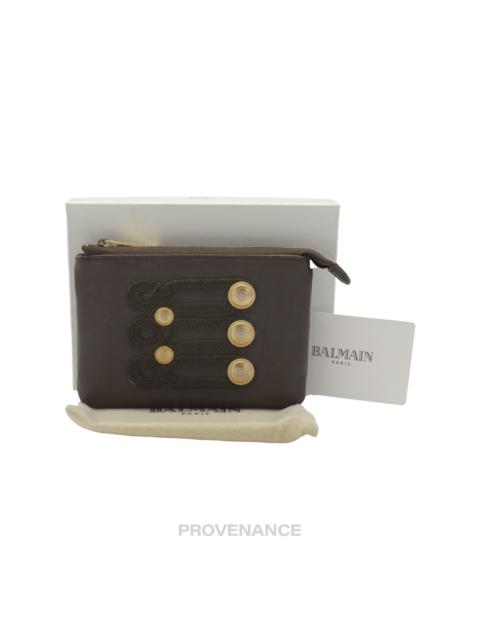 Other Designers Balmain Cles Zip Pouch Wallet - Olive Leather