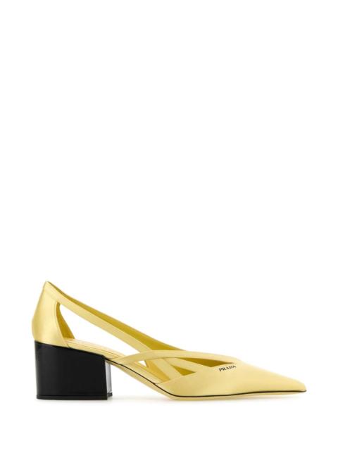 Prada Prada Women Pastel Yellow Satin Pumps