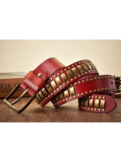 Other Designers Japanese Brand - 120 cm Leather Belt with Studs & Square Plates |