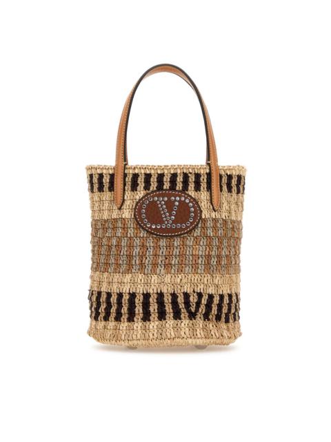 Valentino Valentino Garavani Embroidered Raffia Bucket Bag