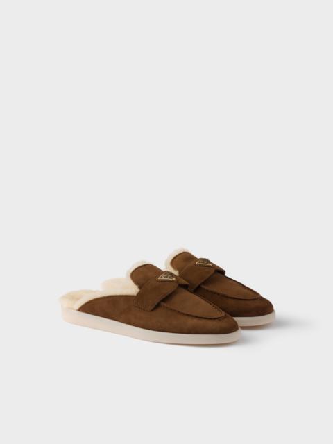 Prada Suede and shearling mules