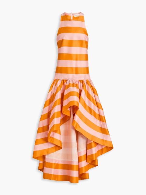 Zimmermann Asymmetric striped silk-shantung dress