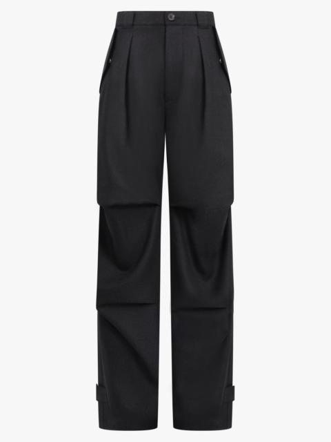 AFTER PRAY TECHNICAL SHINY WOOL PANTS | BLACK