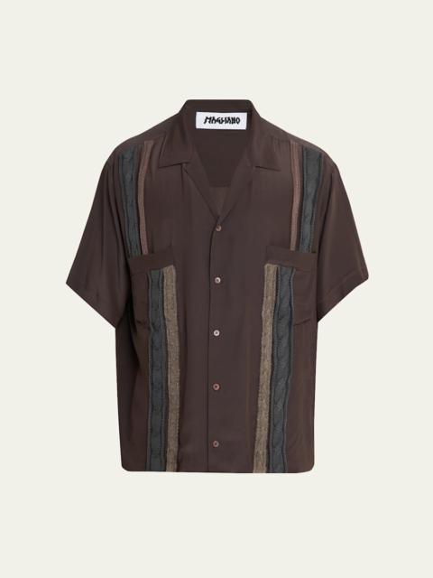 MAGLIANO Men's Vertical Embroidered Short-Sleeve Shirt