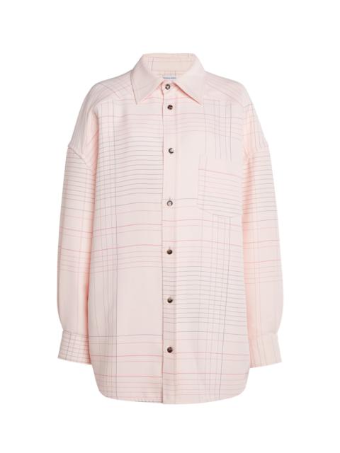 Bottega Veneta Striped Stretch-Crepe Shirt light pink