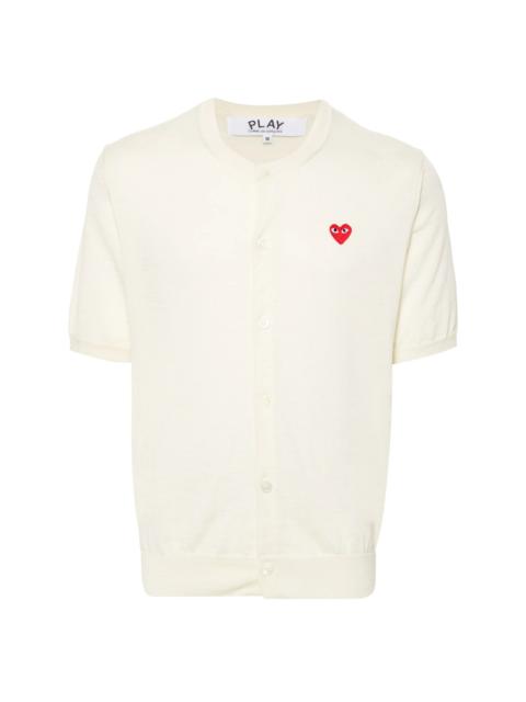 Comme des Garçons PLAY UNISEX ROUND-NECK CARDIGAN SHORT-SLEEVE - OFF WHITE
