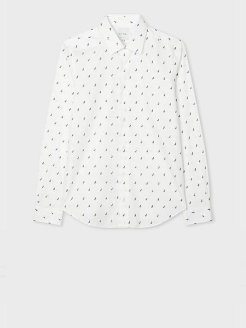 Paul Smith Super Slim-Fit White 'Butterfly' Print Shirt