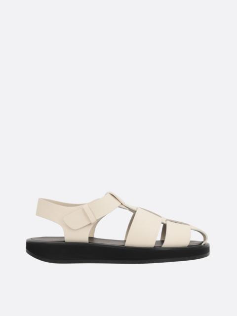 The Row FISHERMAN GRAINY LEATHER FLAT SANDALS
